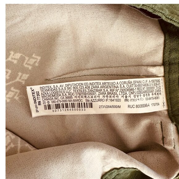 Zara Women's Size M Embroidered Viscose Linen Blend Wide Leg Cropped Green Pants - Picture 7 of 7